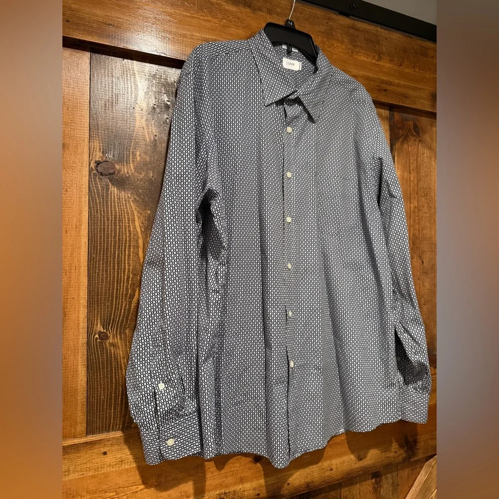 J. Crew Button Down Dress Shirt Black Gray Size XL 17 1/2 -‎ 18 100% cotton